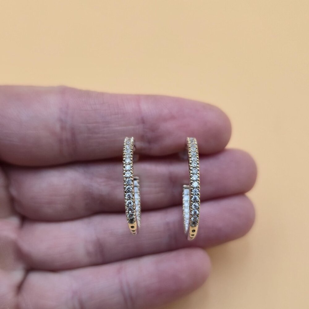 Gold Plated Over Sterling Silver Cubic Zirconia Half Hoop Earrings A4619